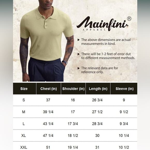 Mainfini Men's Knit Button Polo Shirts Beige XXL - Picture 5 of 10
